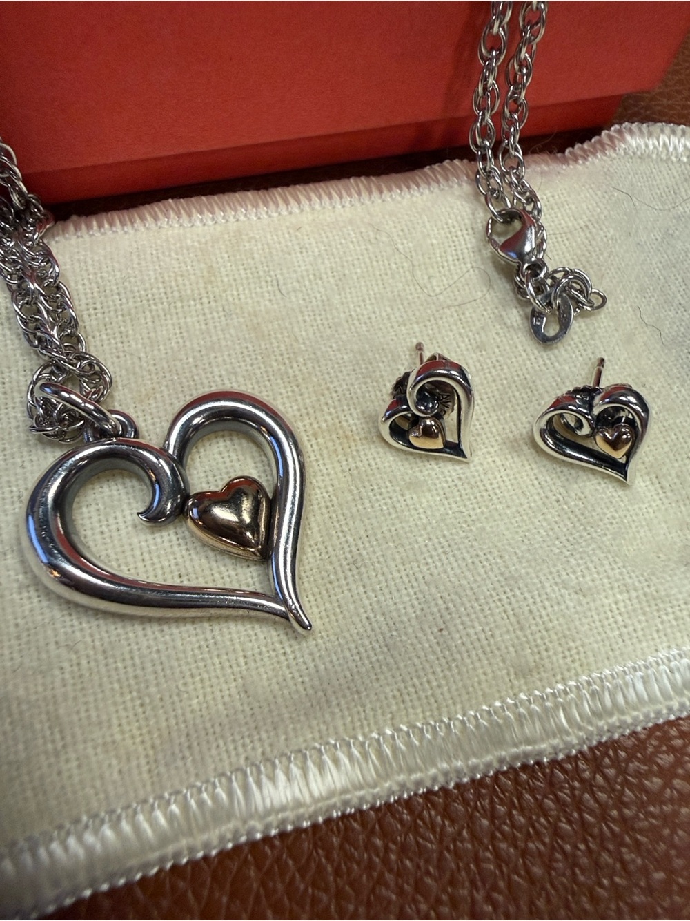 James Avery Joy of My Heart Silver and 14k Gold Necklace and Earring Set - Picture 3 of 9